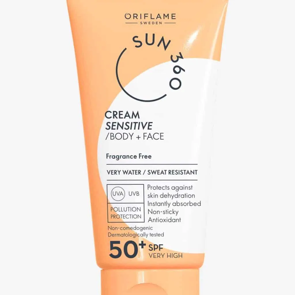 Linha Proteção Solar da Oriflame: SUN 360 2 Creme Sensitive Proteção Muito Elevada FPS 50 para Corpo + Rosto Sun 360